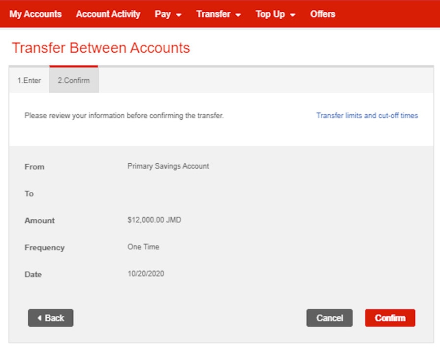 Scotia Online How to transfer between accounts Scotiabank Bahamas
