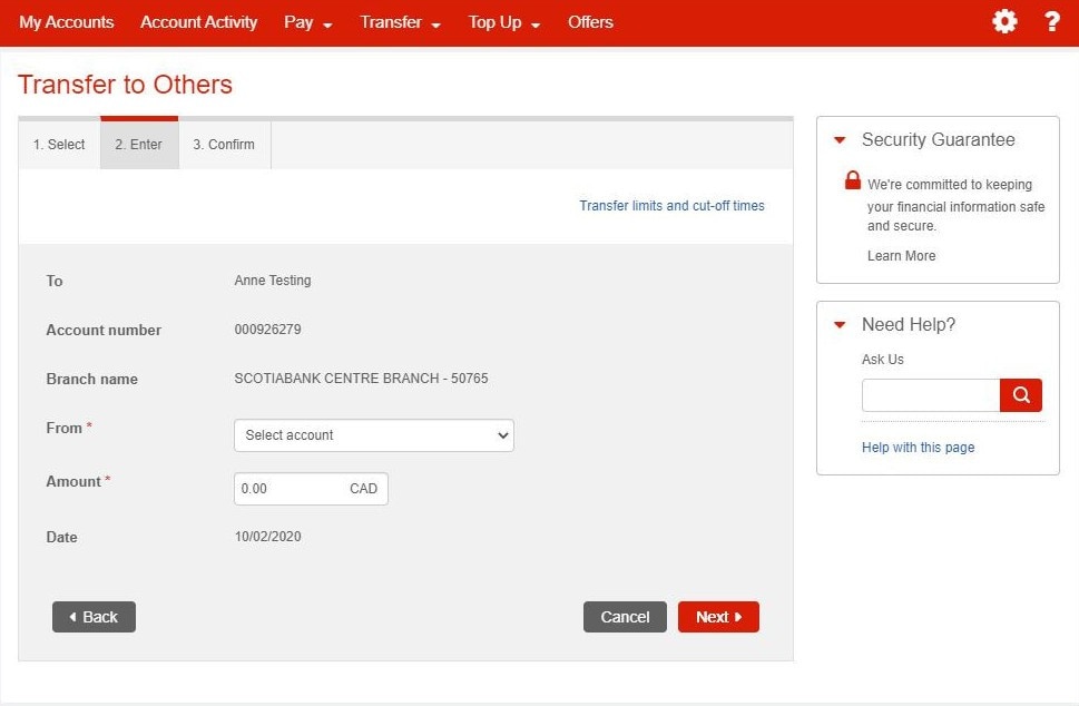Scotia OnLine Make a transfer to others Scotiabank Bahamas